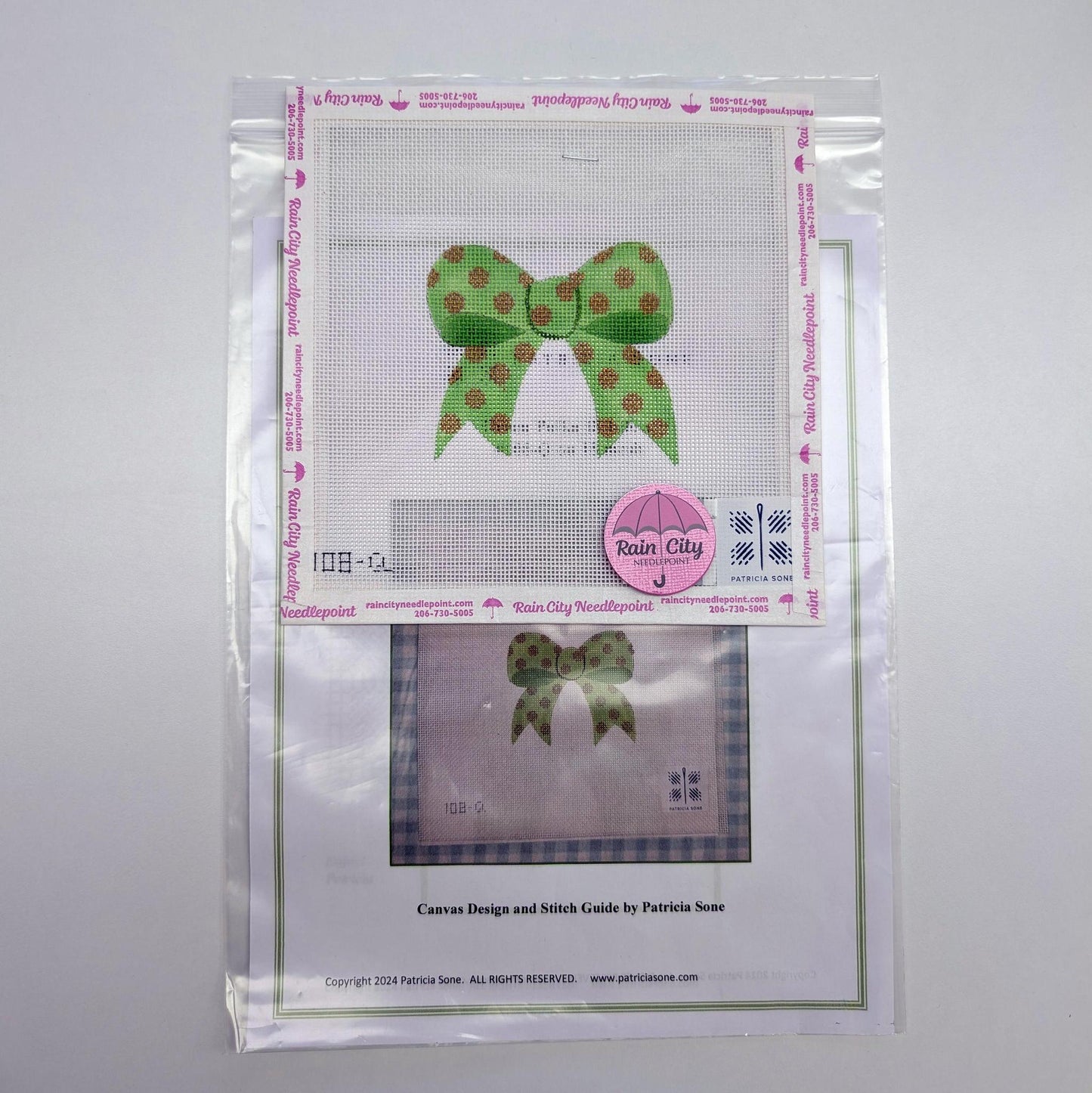 Green Polka Dot Bow (by Patricia Sone) 108-Q