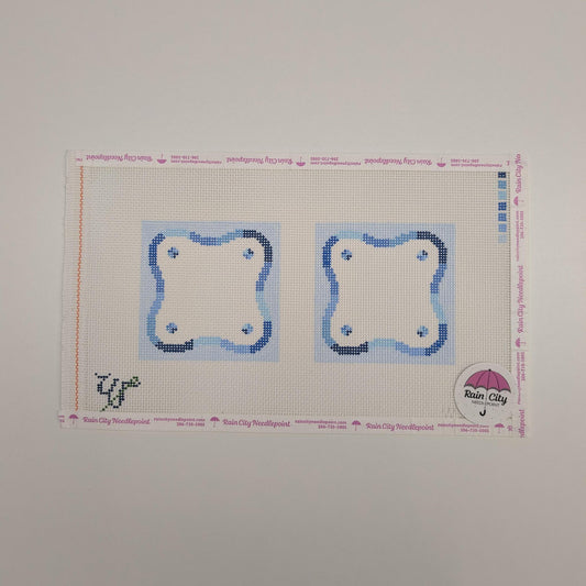 Blue Squiggle Coaster Set (by Wipstitch) WS-346