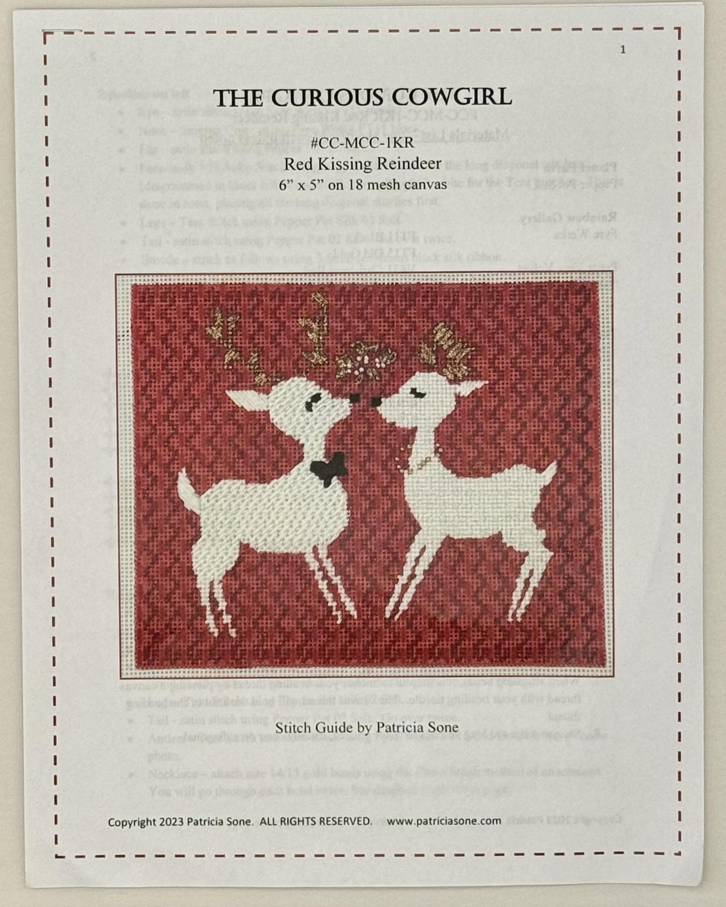 Red Kissing Reindeer Stitch Guide (by Curious Cowgirl)