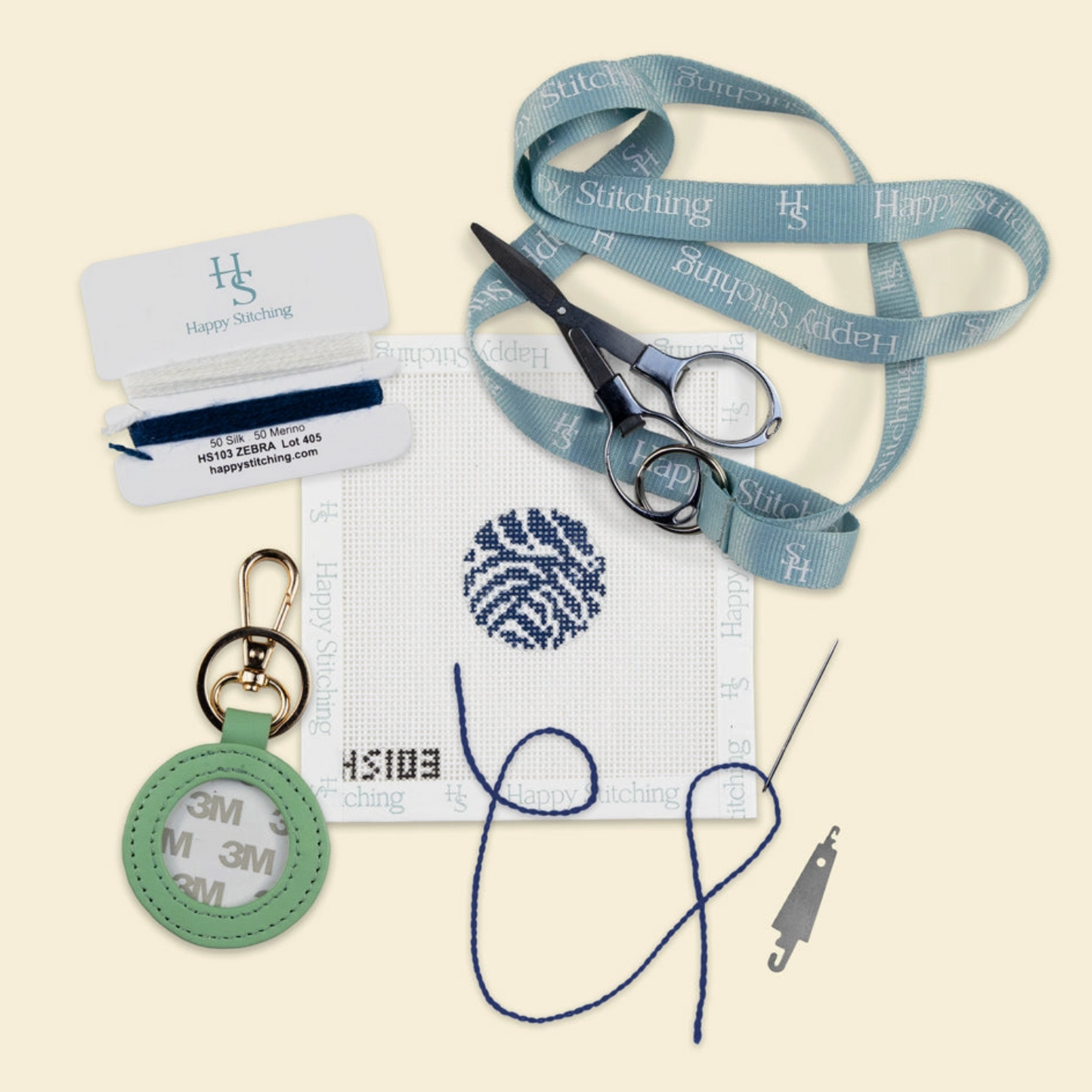 Zebra Dot Key Fob Needlepoint Kit (by Happy Stitching / KCN)