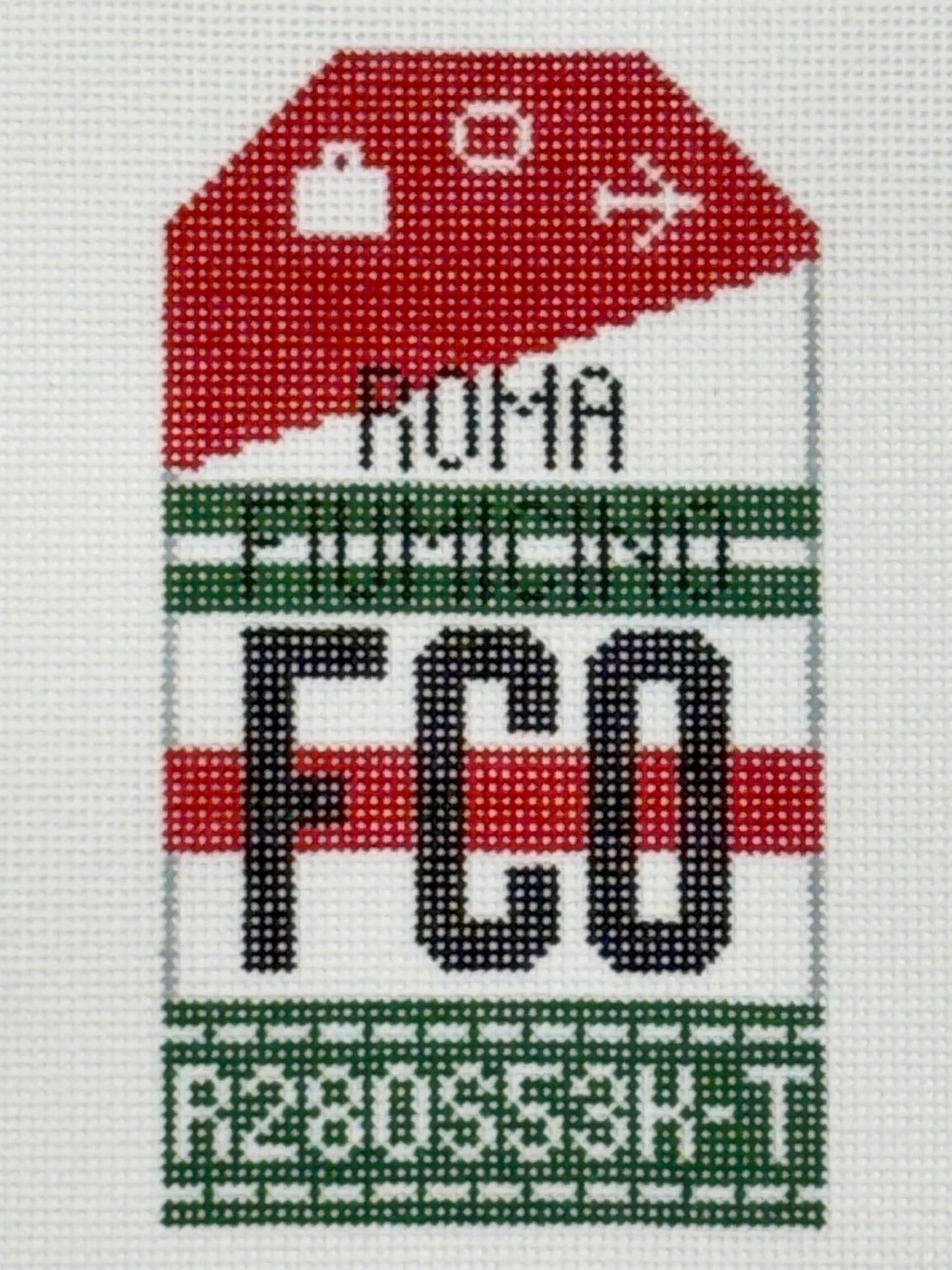 Rome Luggage Tag (by Hedgehog Needlepoint)
