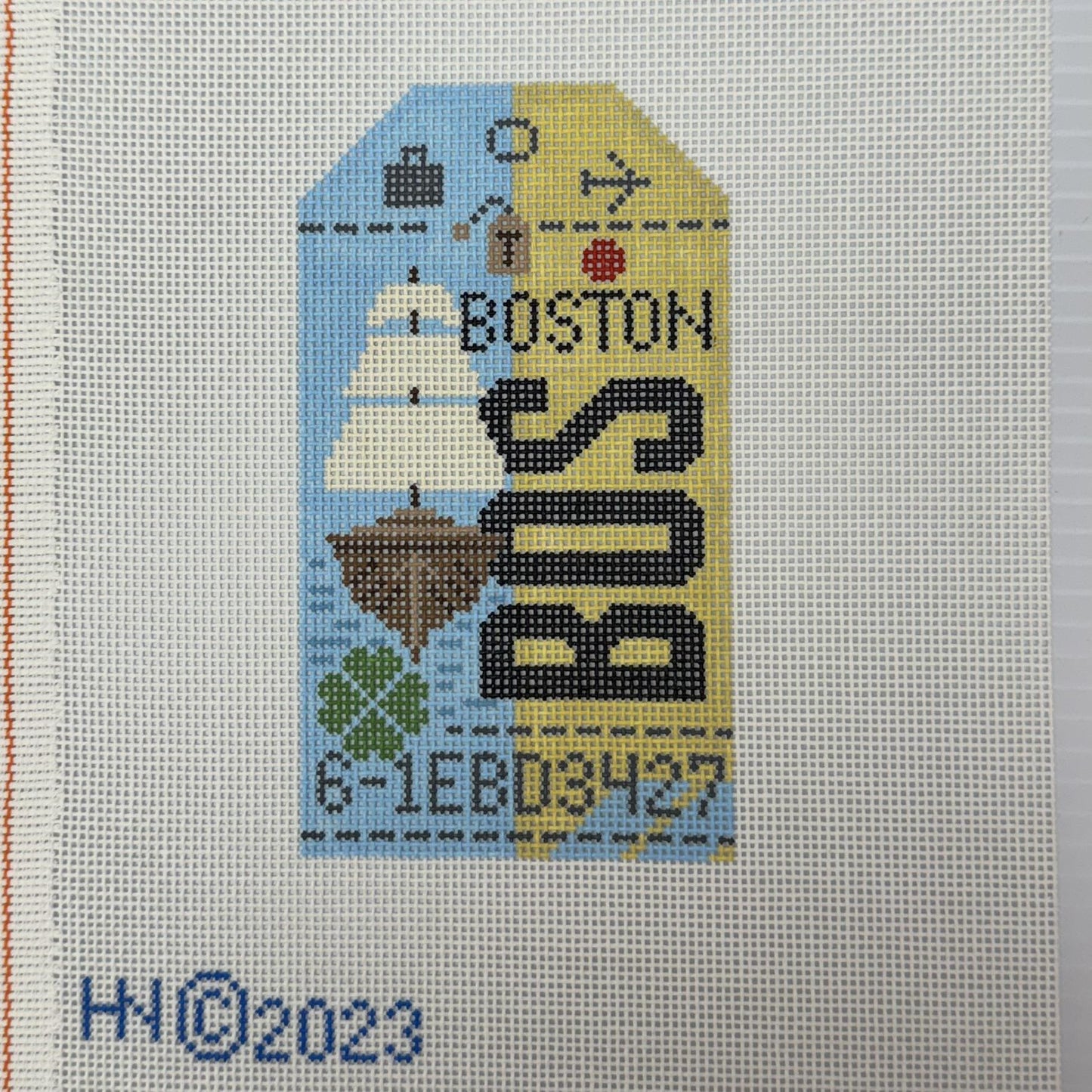 Boston 2.0 Luggage Tag (by Hedgehog Needlepoint)