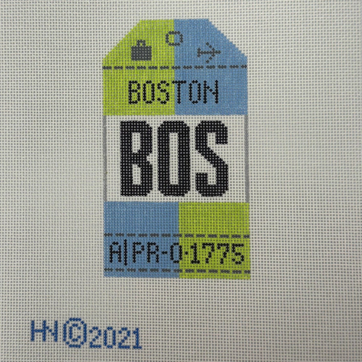 Boston Luggage Tag (by Hedgehog Needlepoint)