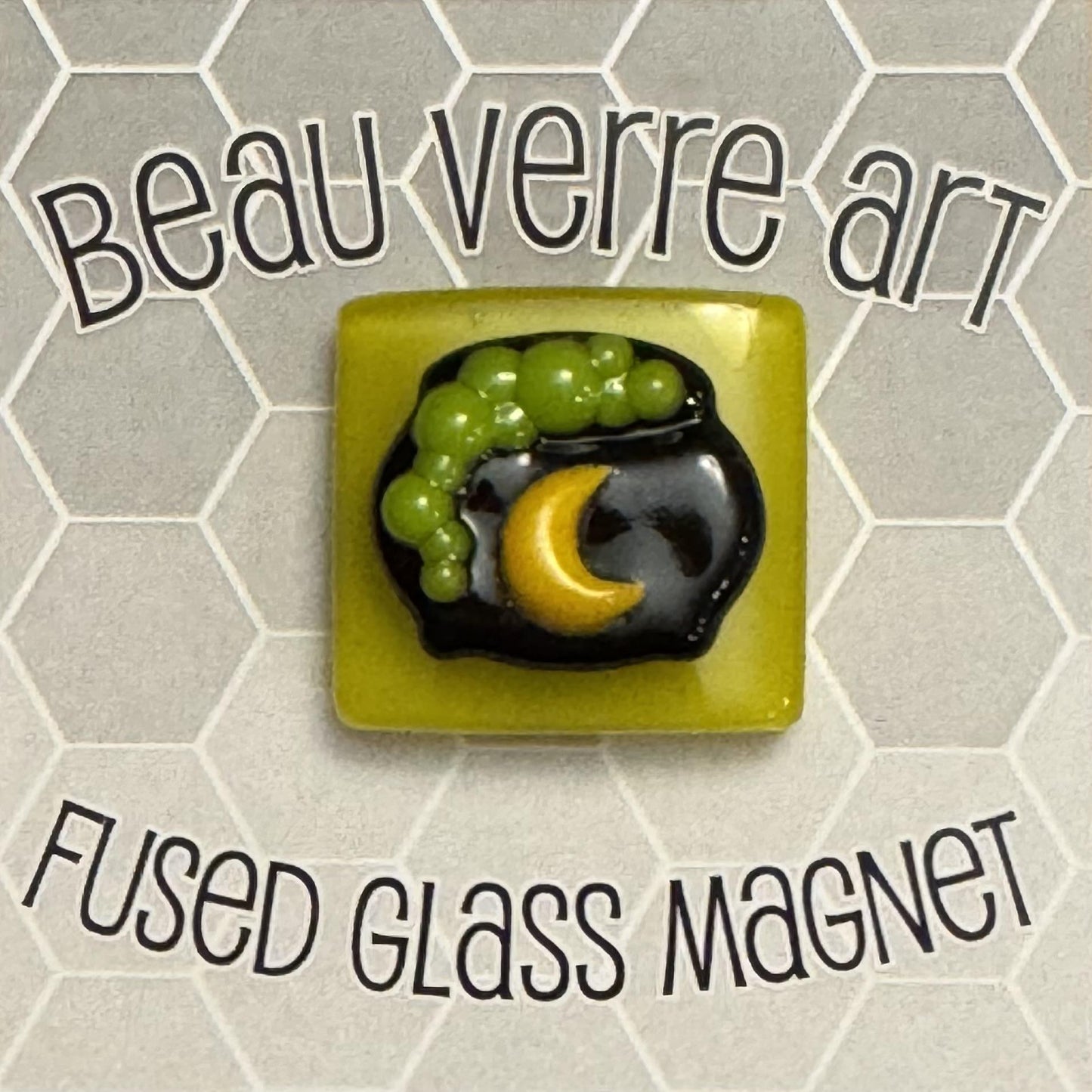 Witch Cauldron w/ Moon (Fused Glass) needle minder