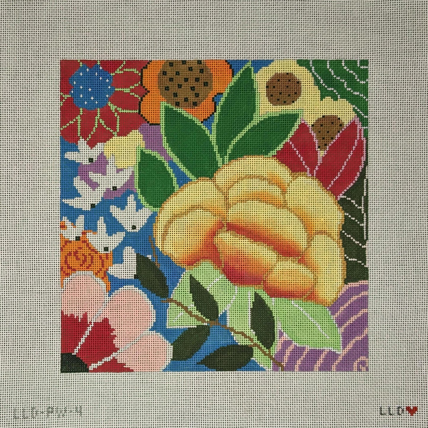 Rainbow Floral Square Pillow