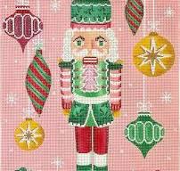 Rose Halsey - Pink & Green Nutcracker w/ Hanging Baubles (by Kate Dickerson) RH-PL-01