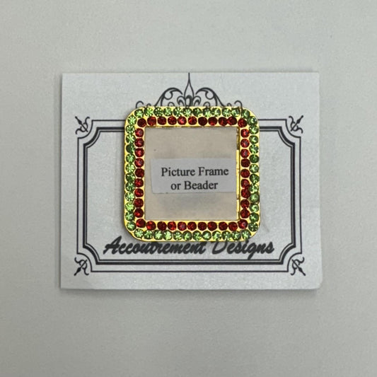 Red & Green Picture Frame (Crystal) needle minder
