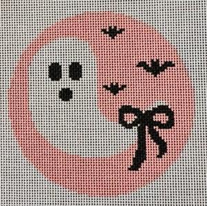 Ghost on Pink w/ Black Bow (by NDLPT Designs) - K386