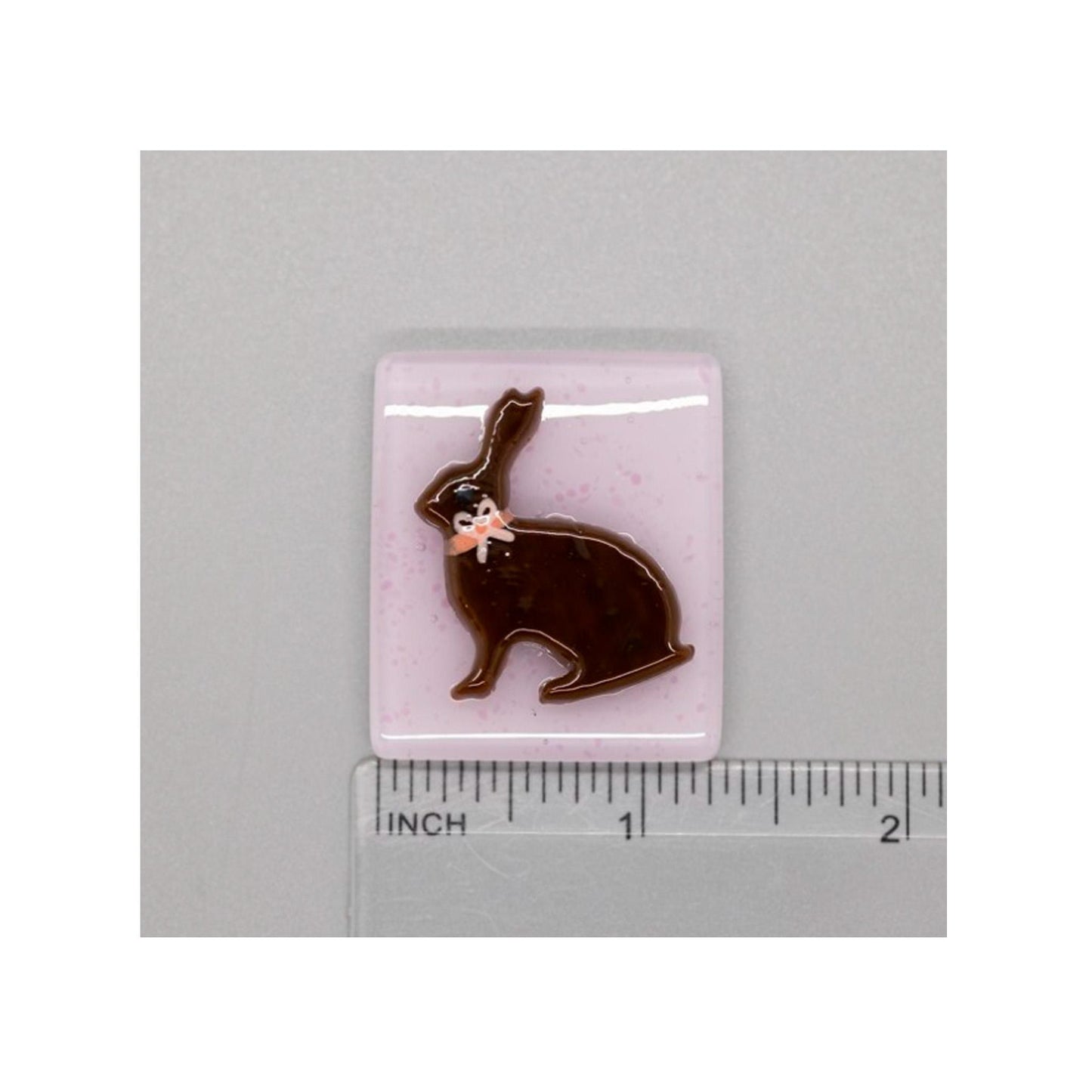 Chocolate Bunny (Fused Glass) needle minder