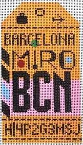 Barcelona Luggage Tag (by Hedgehog Needlepoint)