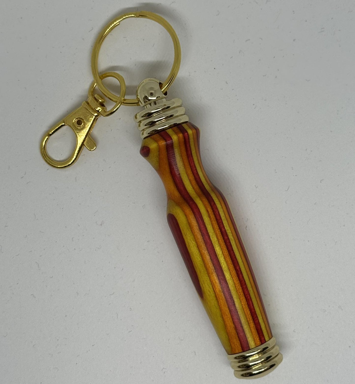 Handcrafted wood needle case w/ fob