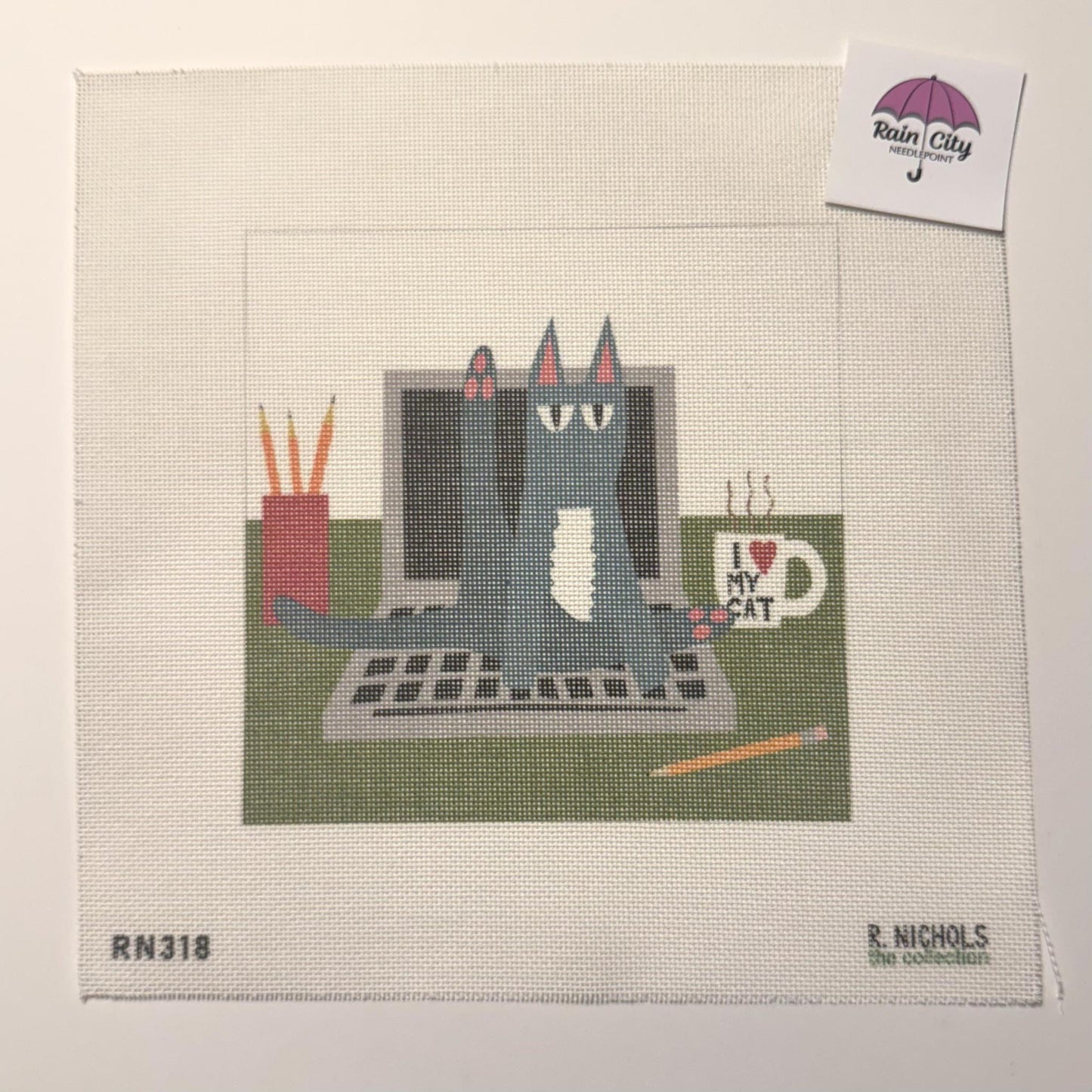 Cat on Computer Laptop (by The Collection)