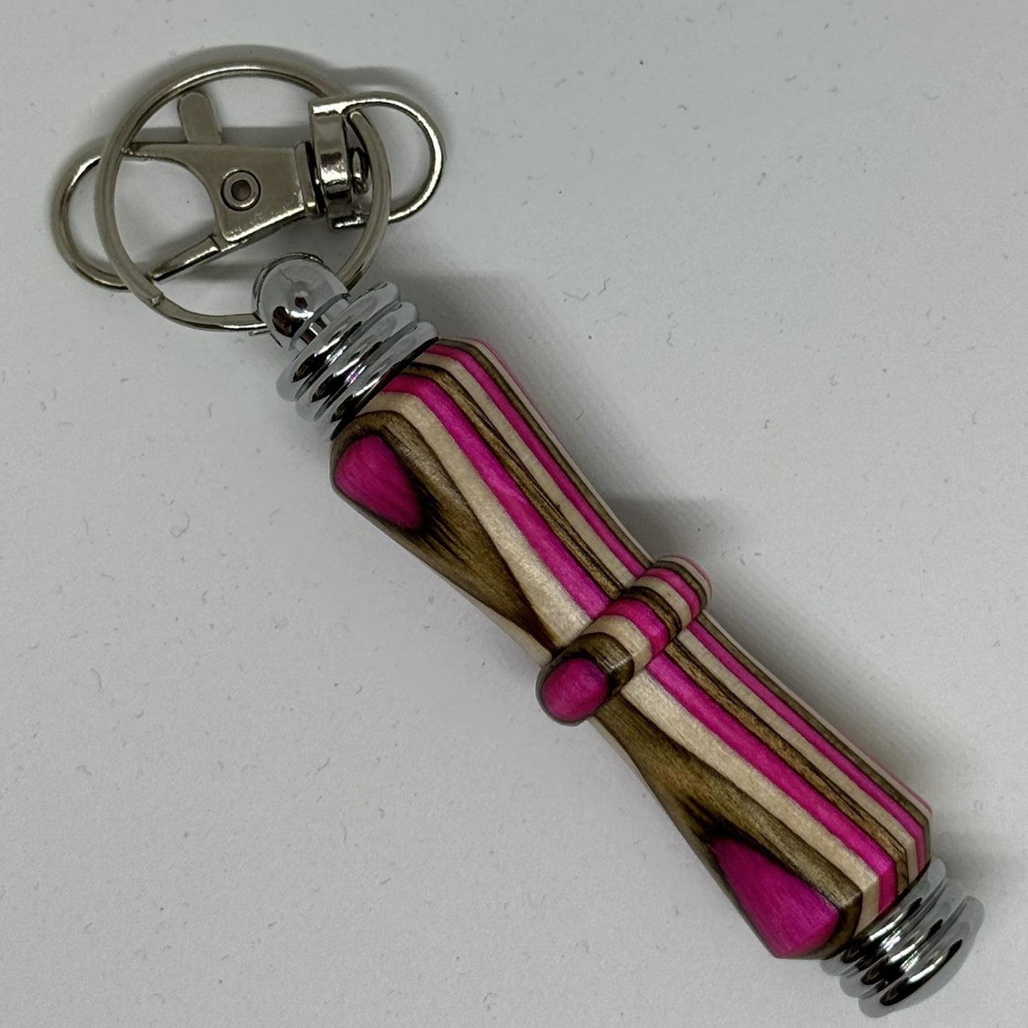 Handcrafted wood needle case w/ fob