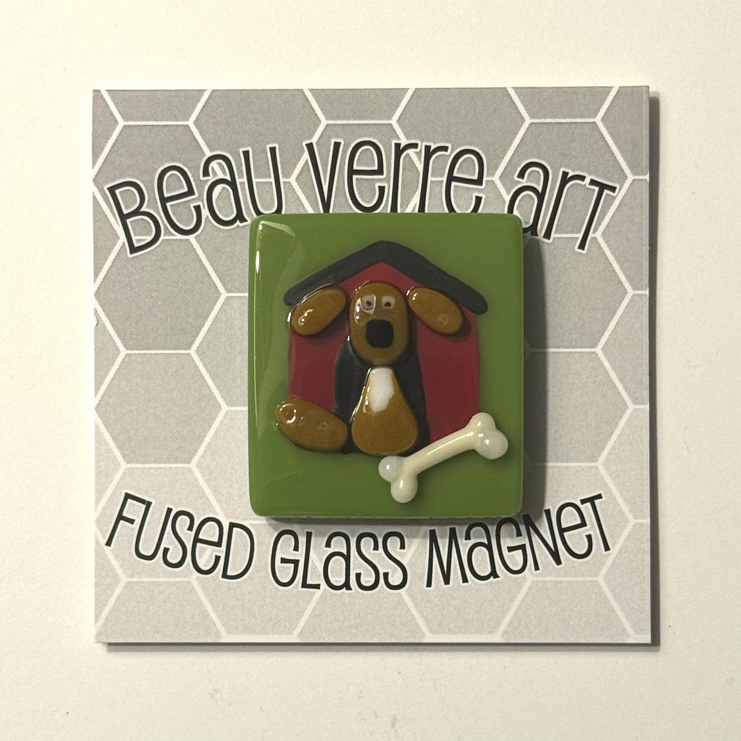 Who's in the Doghouse? (Fused Glass) needle minder