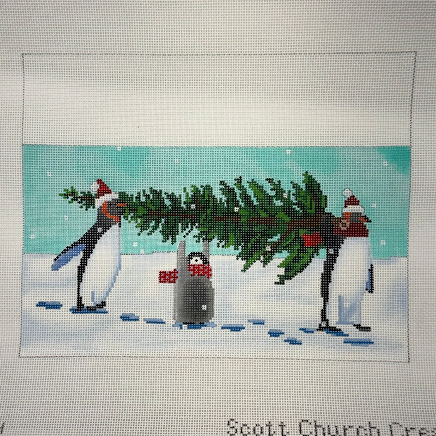 Penguins Bring Home Tree - Stocking Cuff(by Scott Church/CBK)