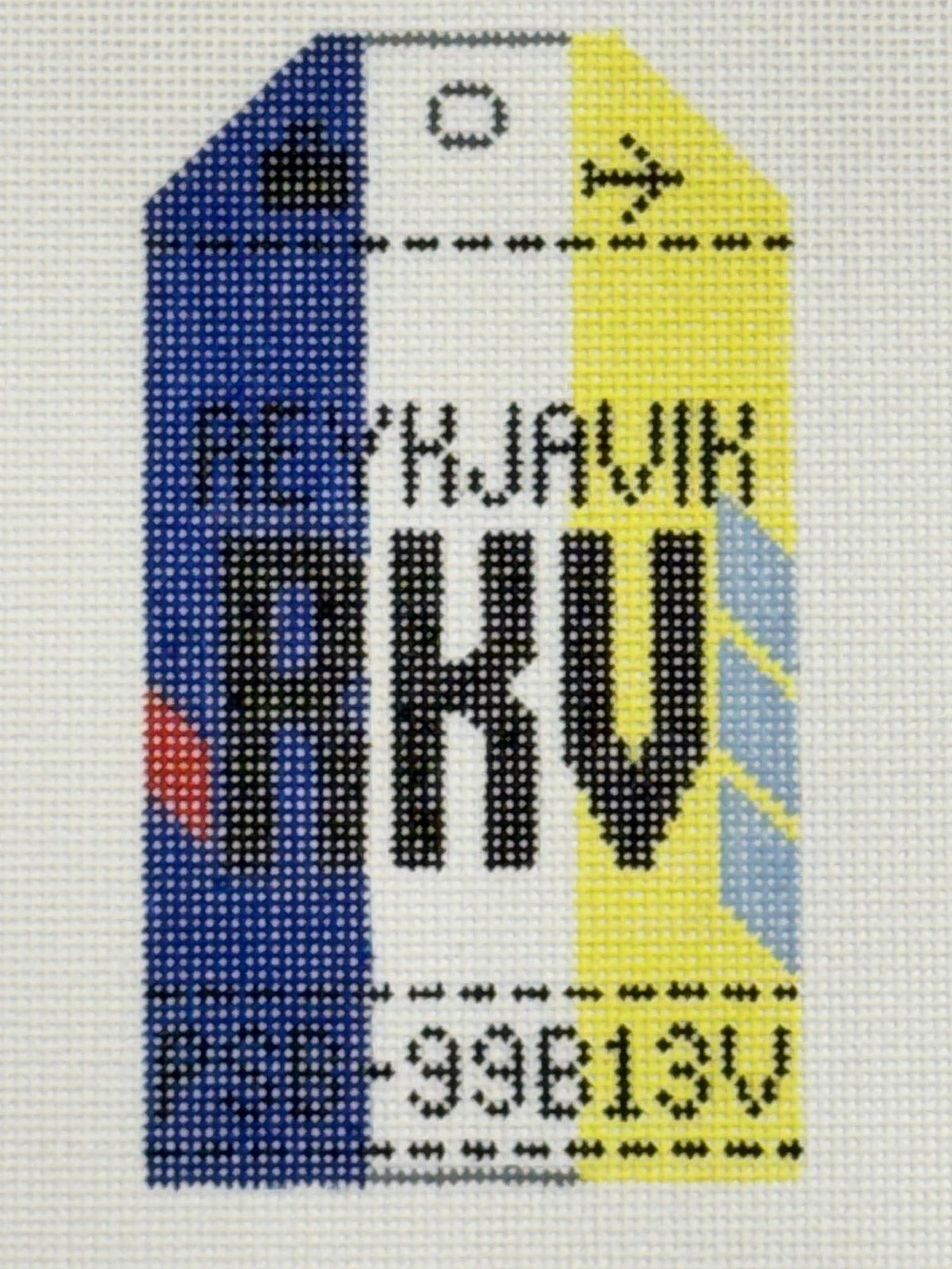 Reykjavik Luggage Tag (by Hedgehog Needlepoint)