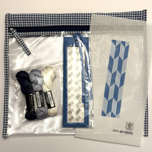 Blue Geometric Leather Bookmark Kit