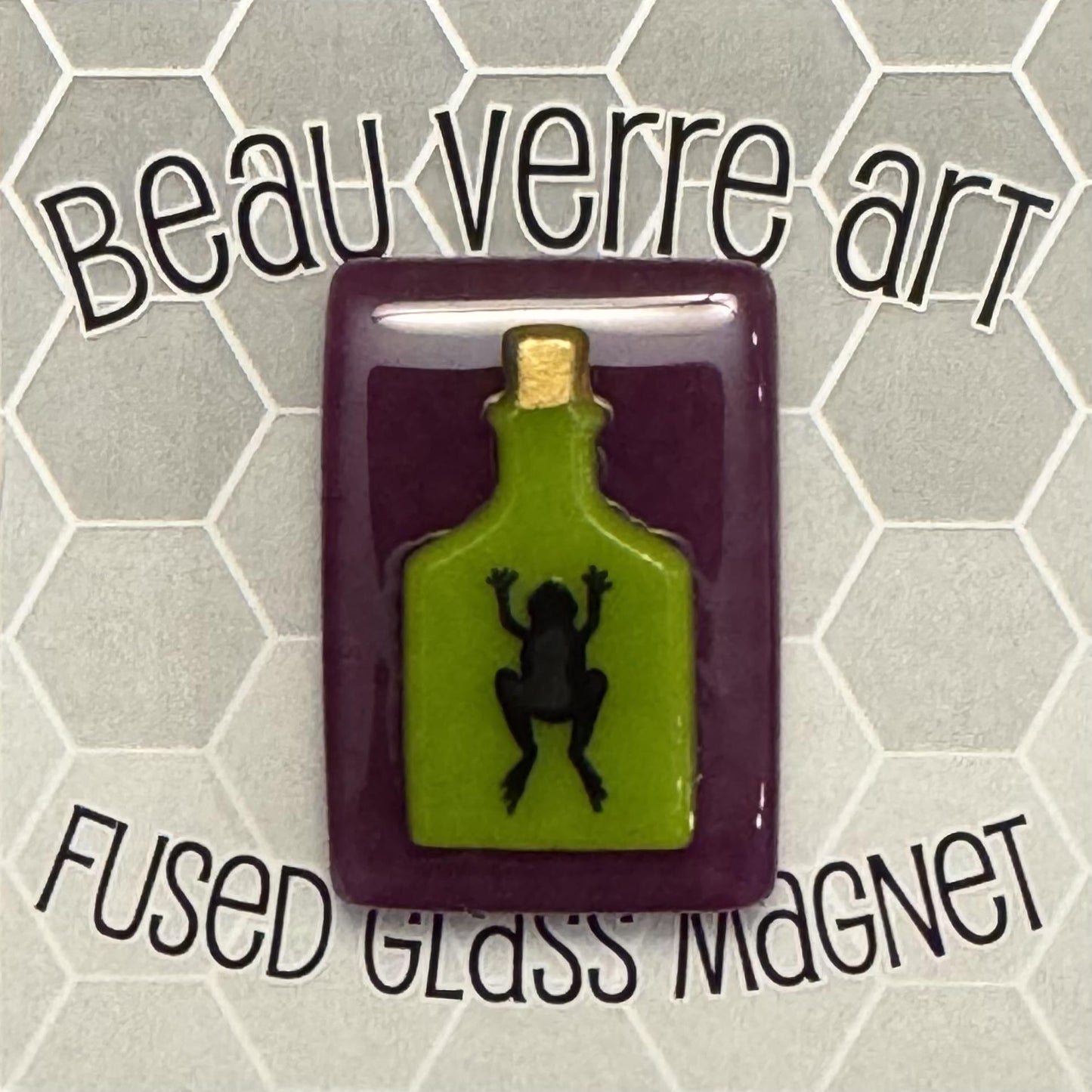 Frog Poison Bottle (Fused Glass) needle minder