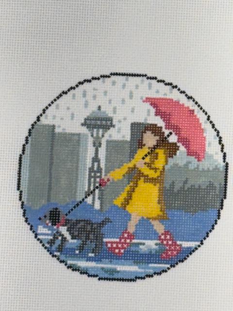 Rain City Girl and Dog Exclusive (by The Gingham Stitchery) KDS-54