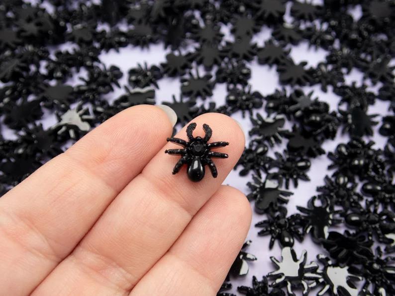 Mini Black Rhinestone Spider Cabochons