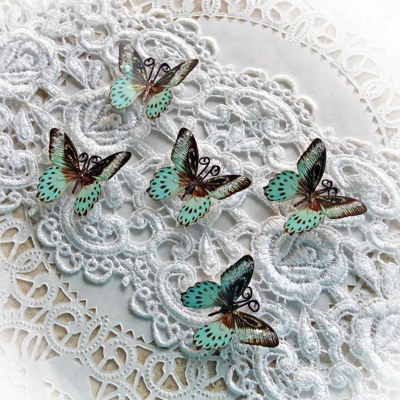 Mint Chocolate Paper Glitter Butterflies