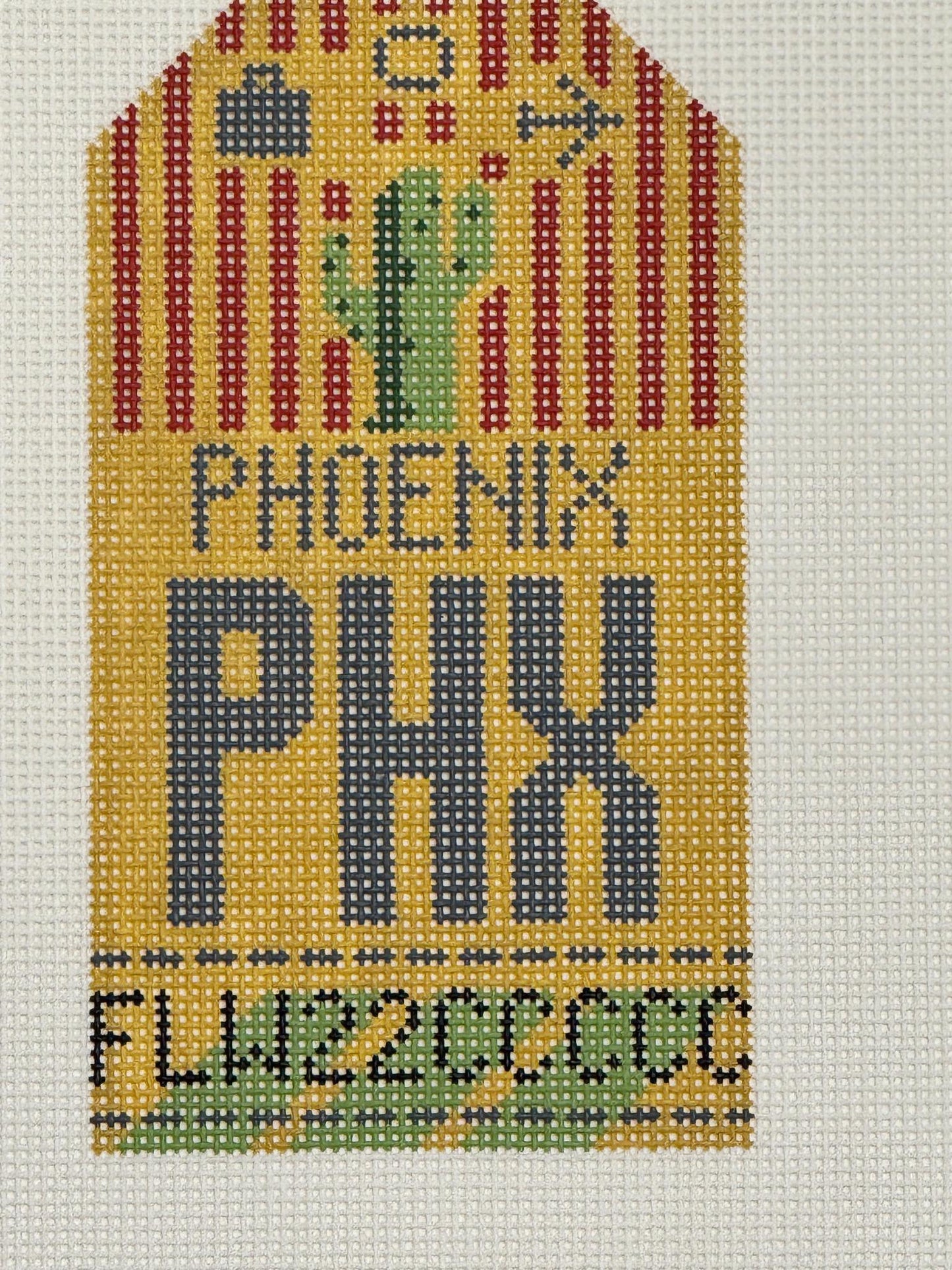 Phoenix Luggage Tag (by Hedgehog Needlepoint)