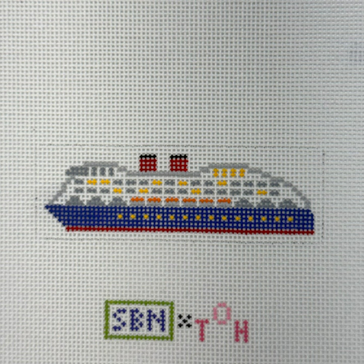 Cruise Ship Bag Charm (by Susan Battle Needlepoint)