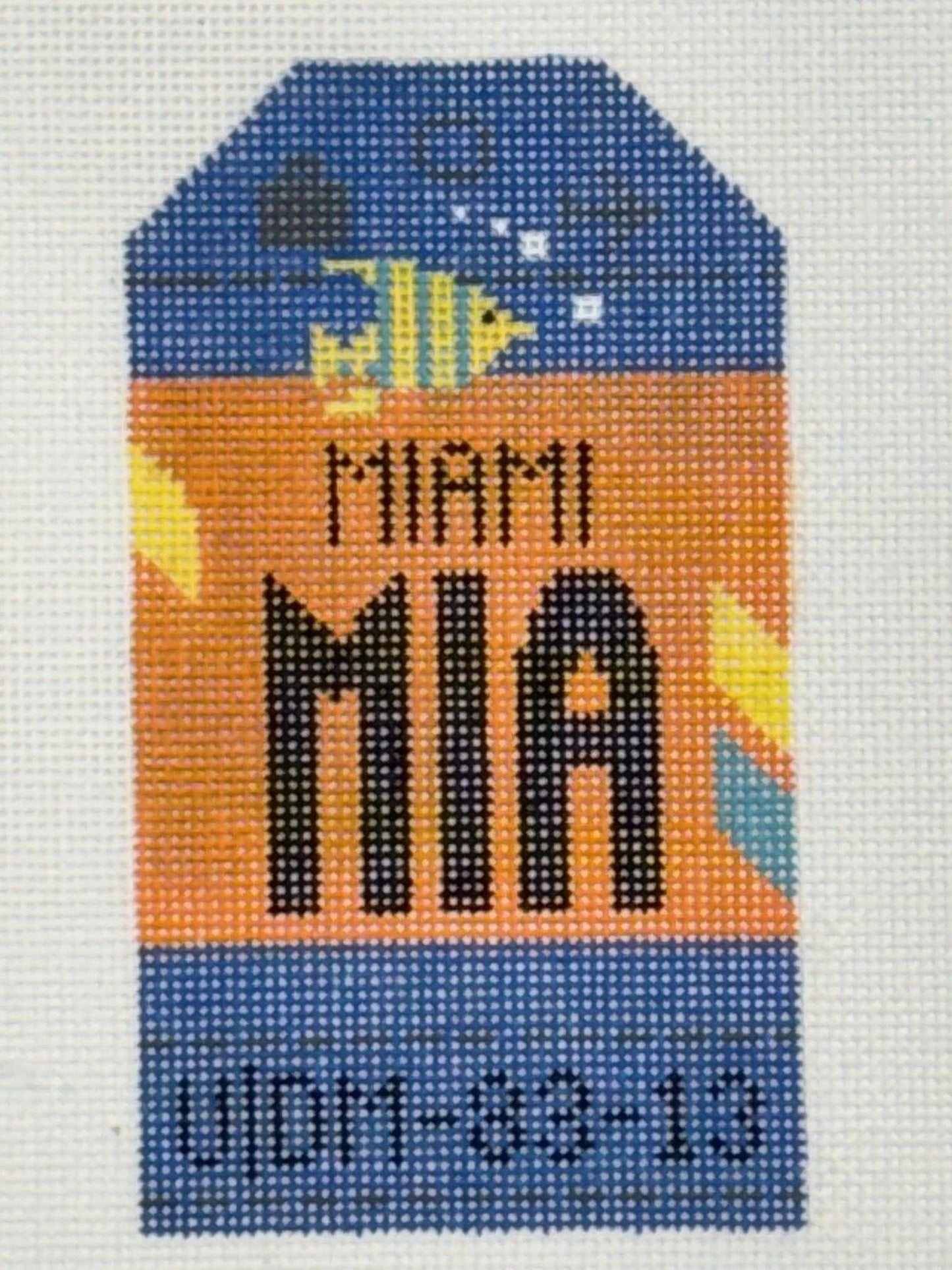 Miami Luggage Tag (by Hedgehog Needlepoint)