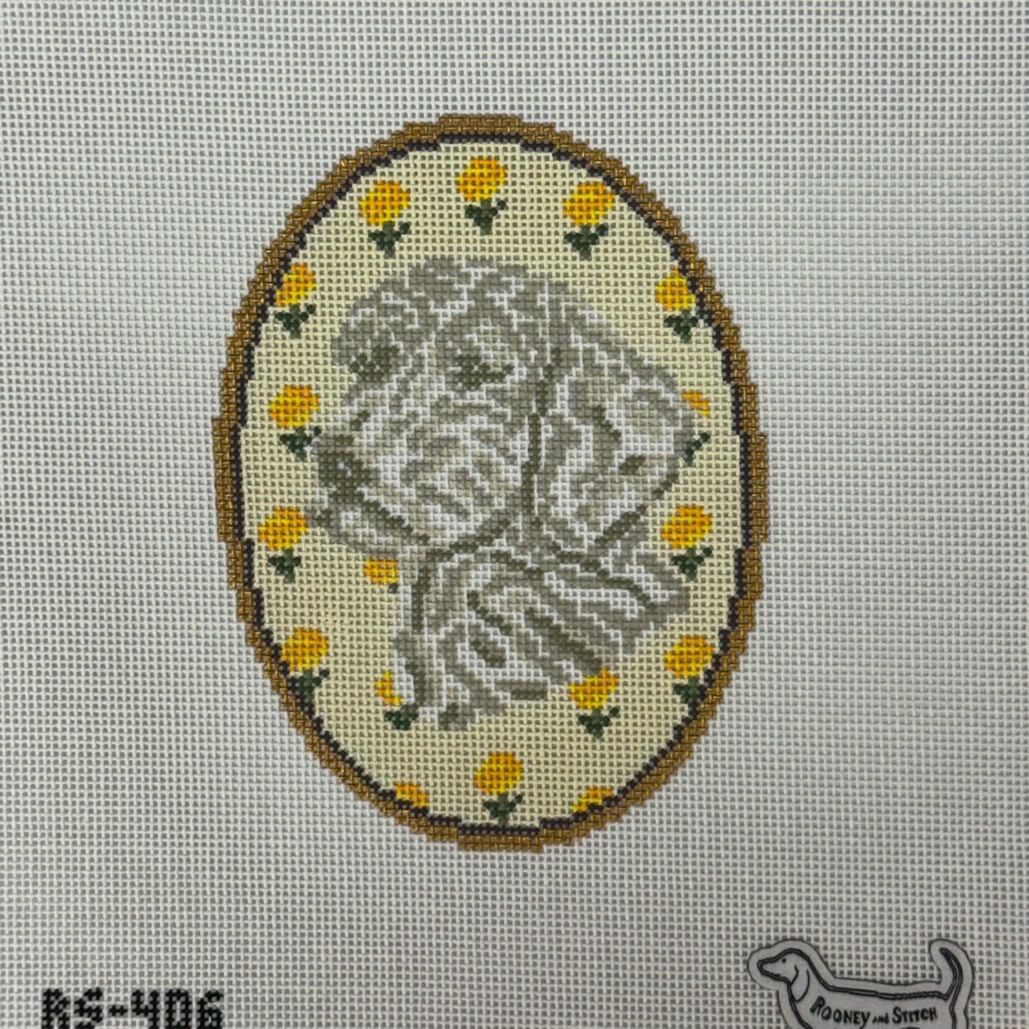 The Doodle Flower Cameo (by Rooney and Stitch / Atlantic Blue Canvas)