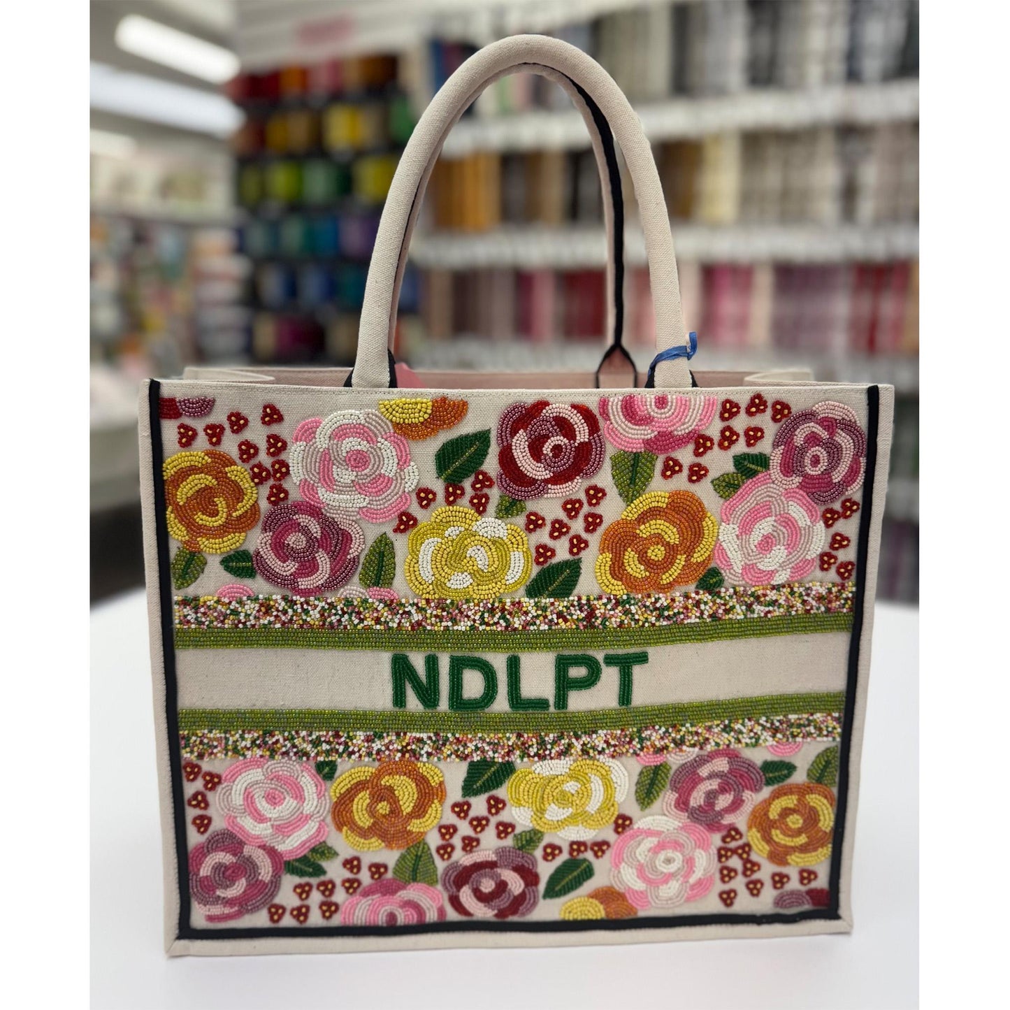 Beaded NDLPT Madeleine Tote