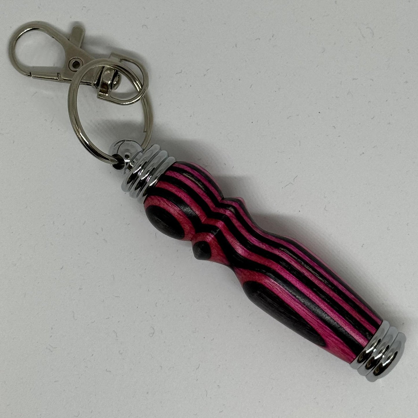 Handcrafted wood needle case w/ fob