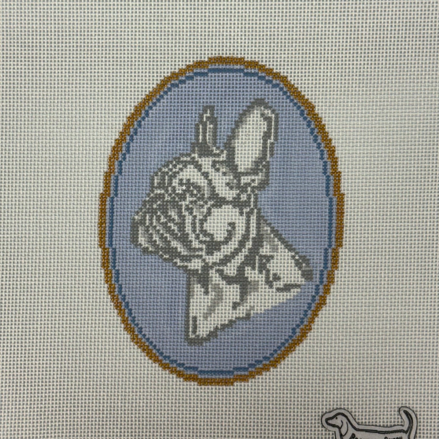 French Bulldog Cameo (by Rooney and Stitch / Atlantic Blue Canvas)