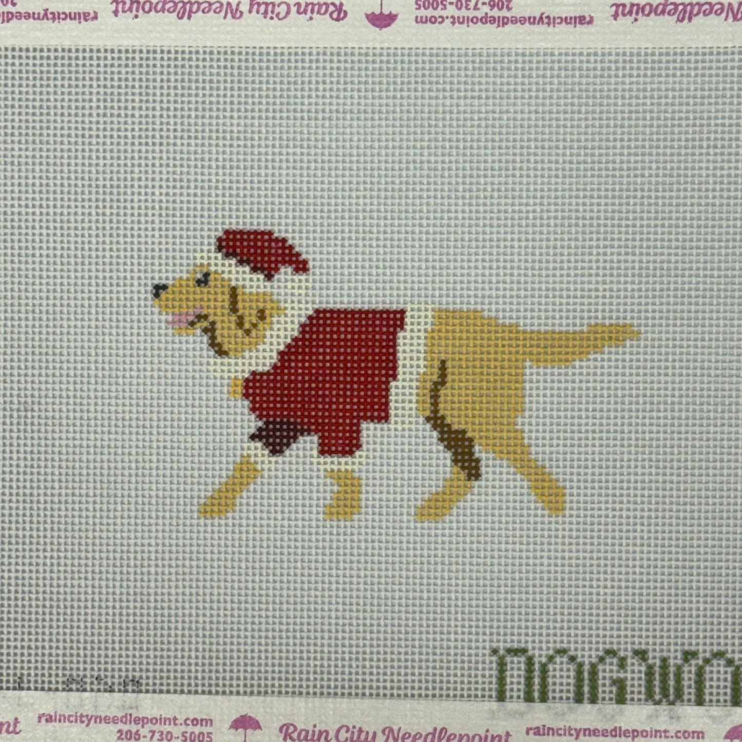 Santa Golden Retriever (by Dogwood Needlepoint)