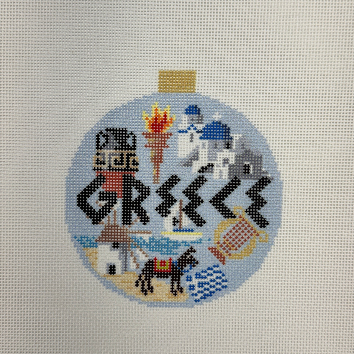 Greece Travel Round (by Bradley Needlepoint)