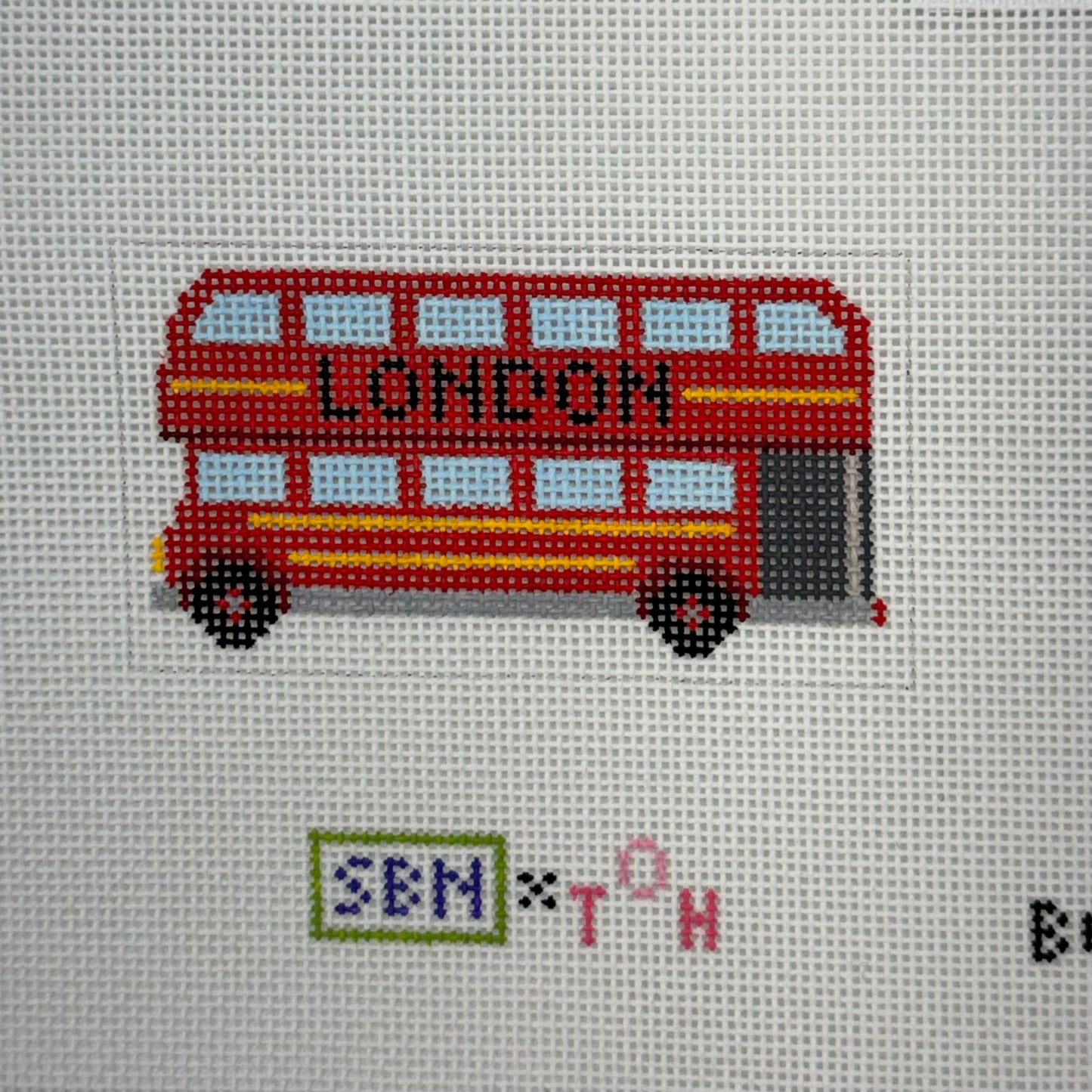London Bus Bag Charm (by Susan Battle Needlepoint)