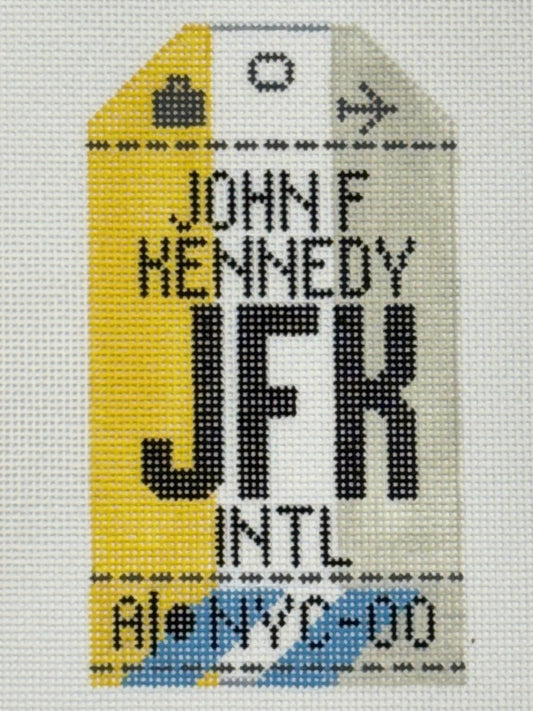 JFK Luggage Tag (by Hedgehog Needlepoint)