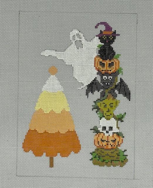 Candy Corn Tree with Ghost (by A Stitch In Time) ASIT500A