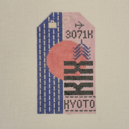 Tokyo - Kyoto Luggage Tag (by Hedgehog Needlepoint)