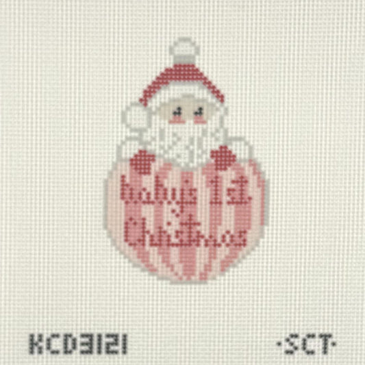 Baby's First Christmas Santa Ornament - Pink (by KCN)