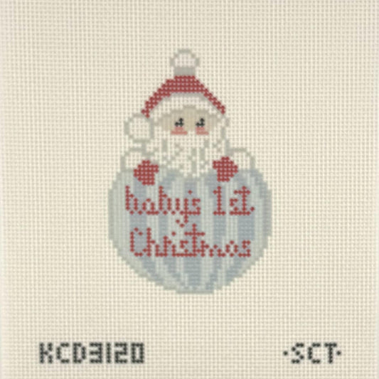Baby's First Christmas Santa Ornament - Blue (by KCN)