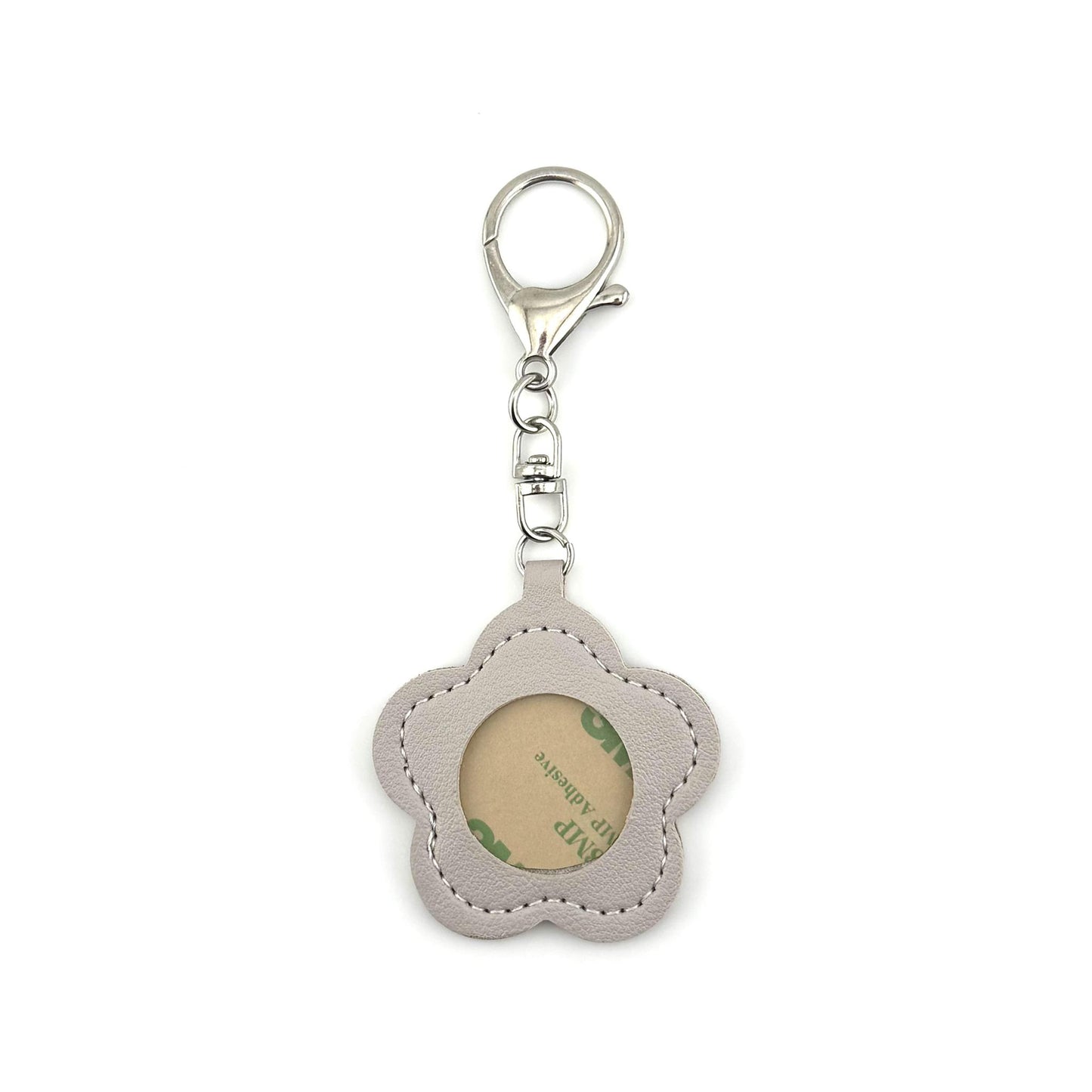 Leather Self-Finishing Floral Key Fob - Taupe
