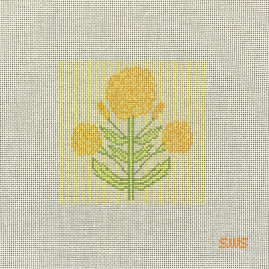 Yellow Block Print Flowers (by Stitching w/ Stacey)