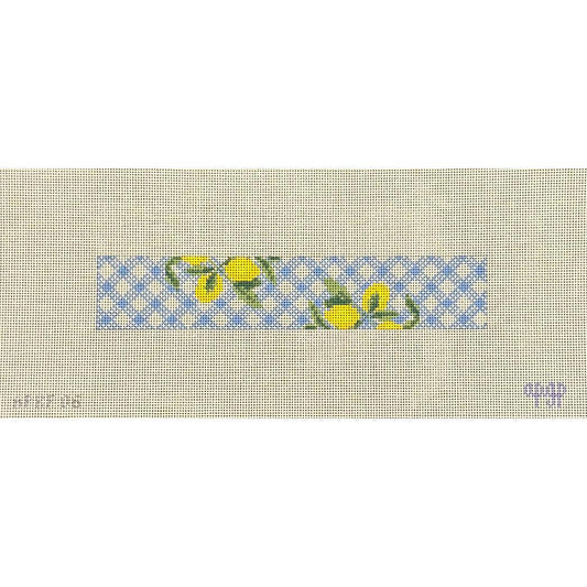 Lemons on Blue Gingham - Fob (by Melissa Loves Needlepoint)