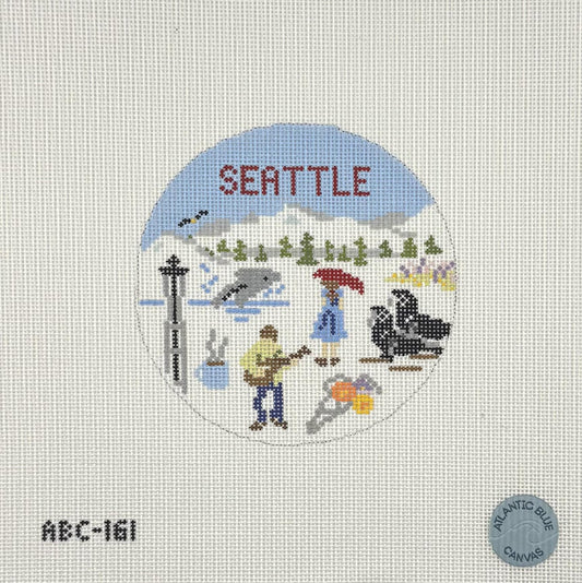 Seattle Travel Round (by Atlantic Blue Canvas)
