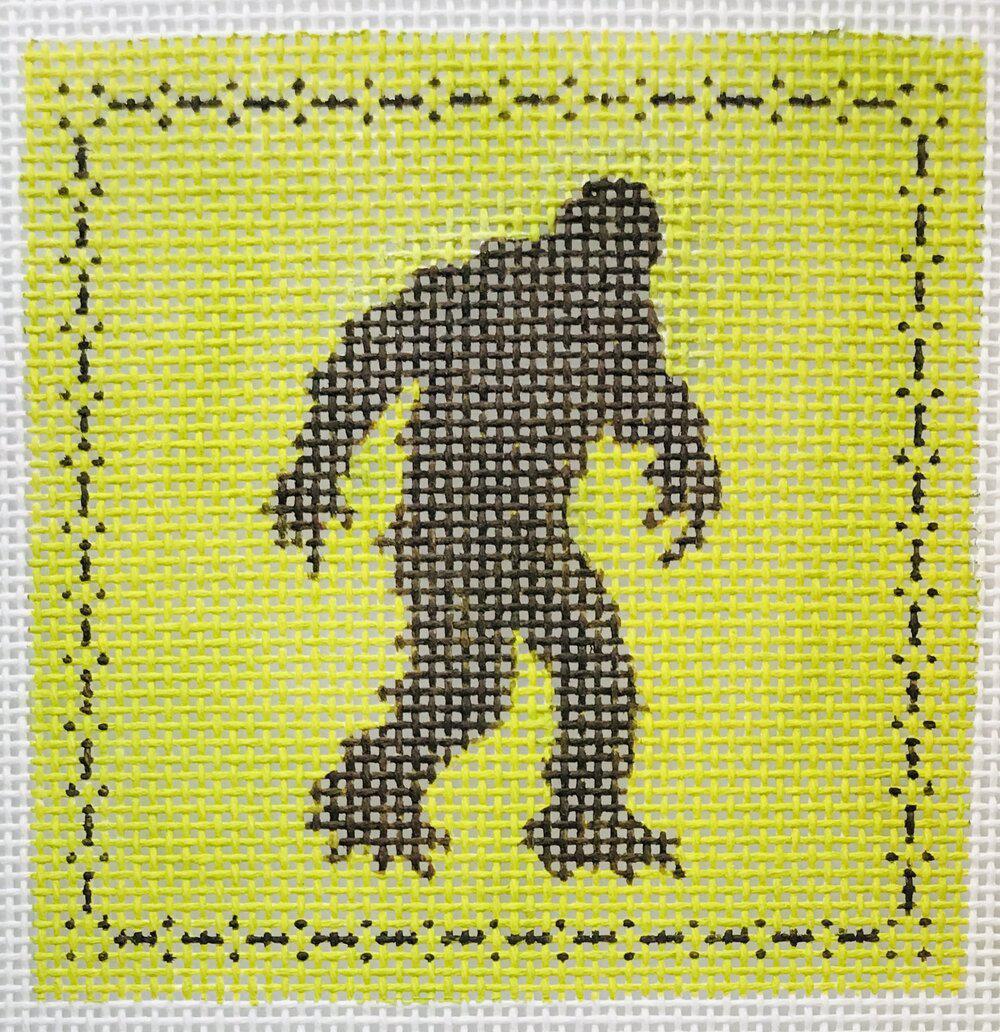 Bigfoot on Green (by The Plum Stitchery) Al-221