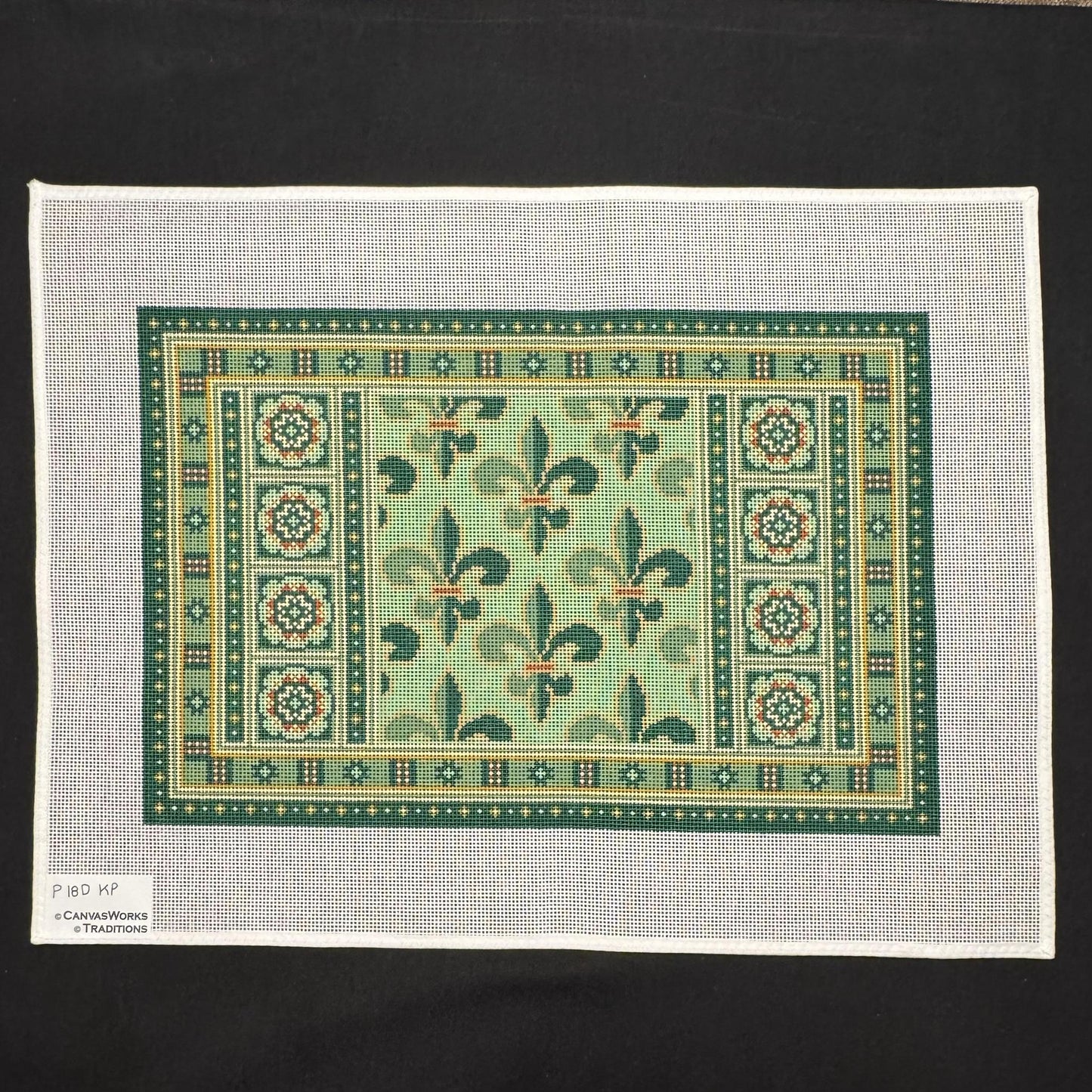 Fleur de Lis Pillow in Green (by CanvasWorks)