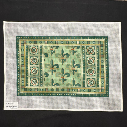 Fleur de Lis Pillow in Green (by CanvasWorks)