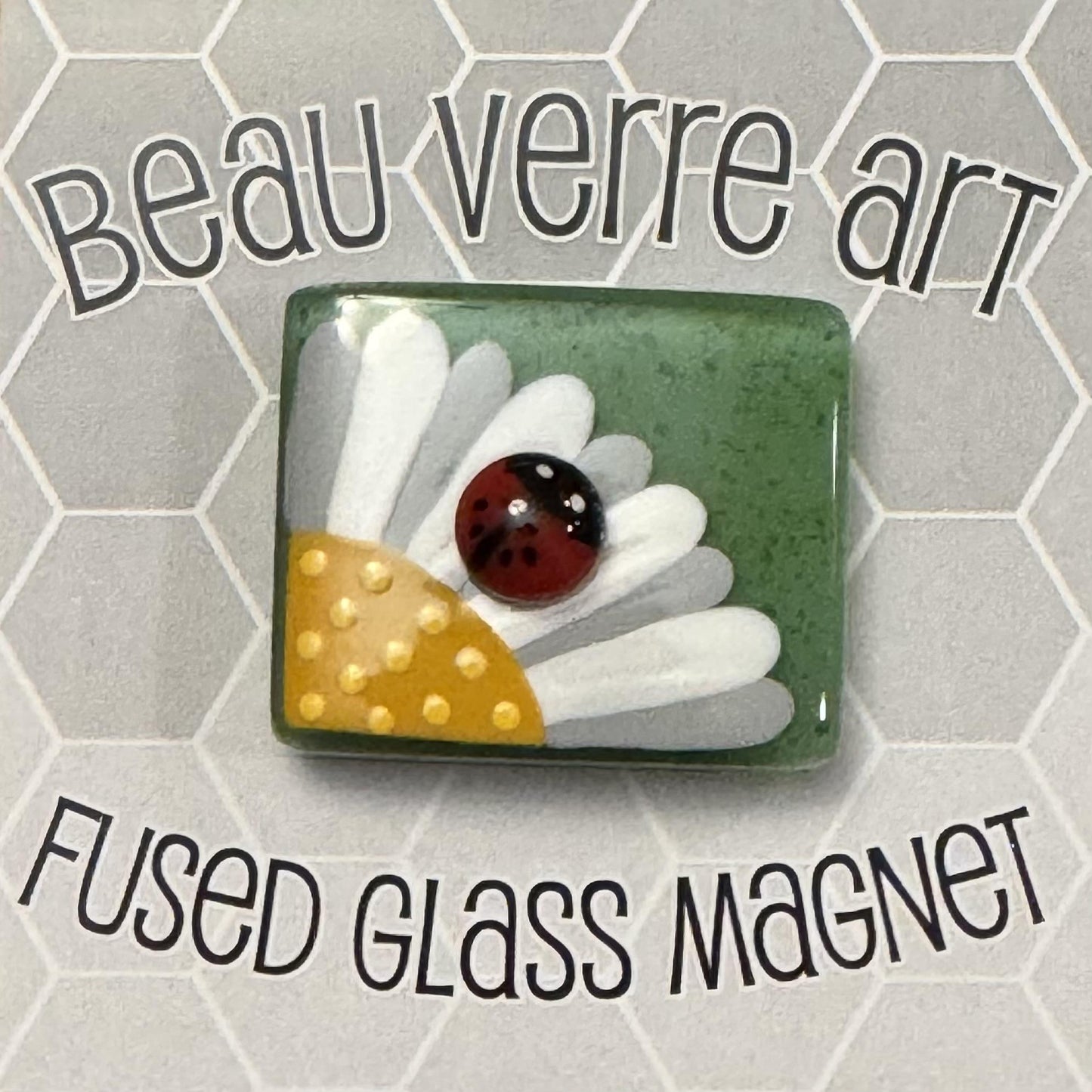 Ladybug on Daisy (Fused Glass) needle minder