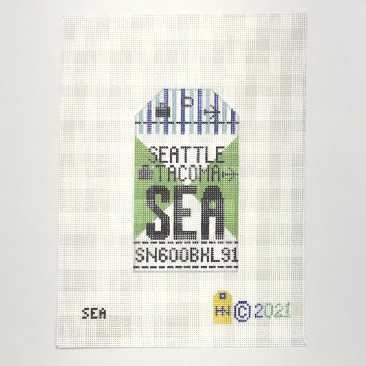 Seattle Tacoma (SeaTac) Luggage Tag (by Hedgehog Needlepoint)