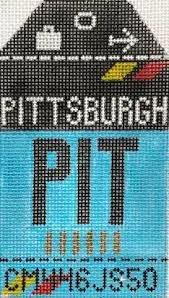 Pittsburgh Luggage Tag (by Hedgehog Needlepoint)